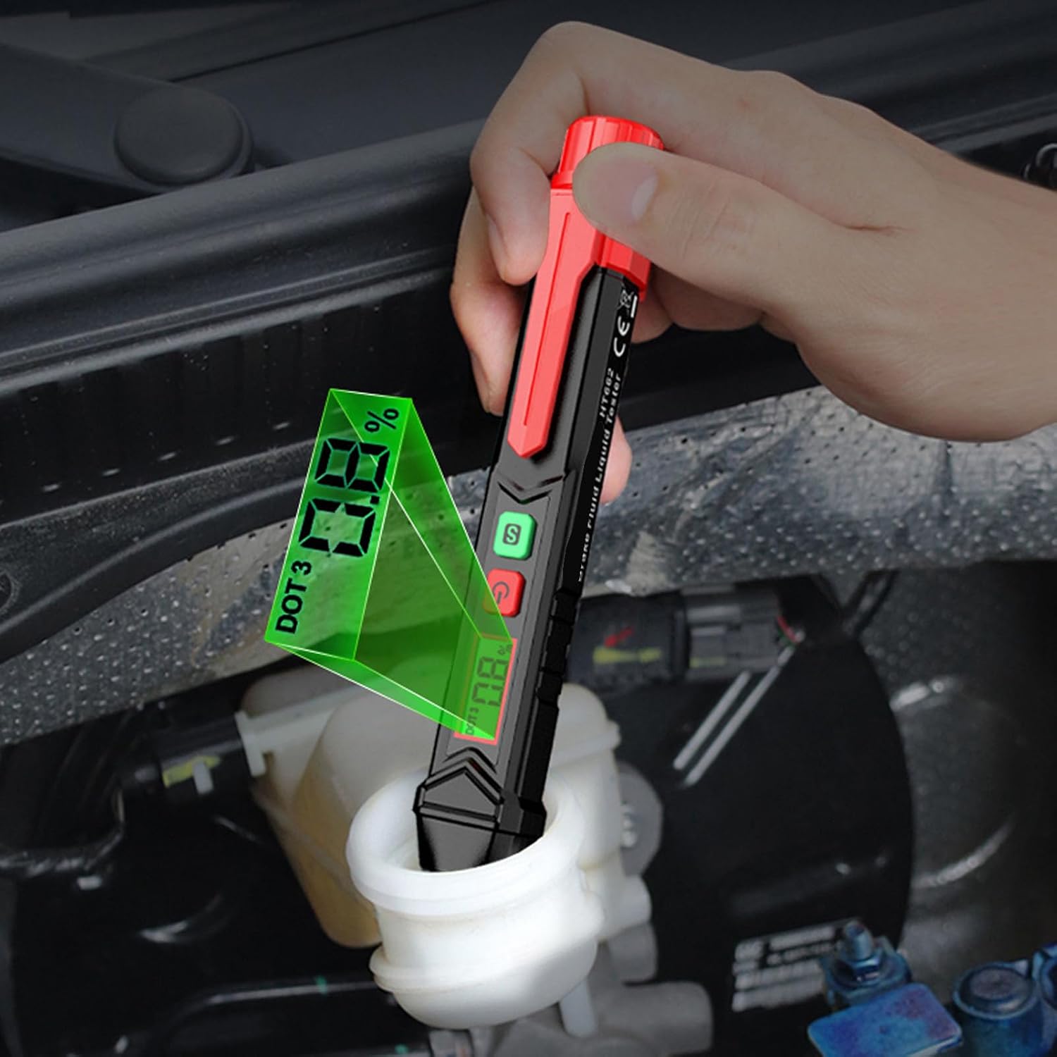 Brake Fluid Liquid Tester Pen, DOT 3 DOT 4 DOT 5.1 Brake Fluid Liquid Tester Liquid Oil Analyzer for Brake System Check, Oil Tester Detector