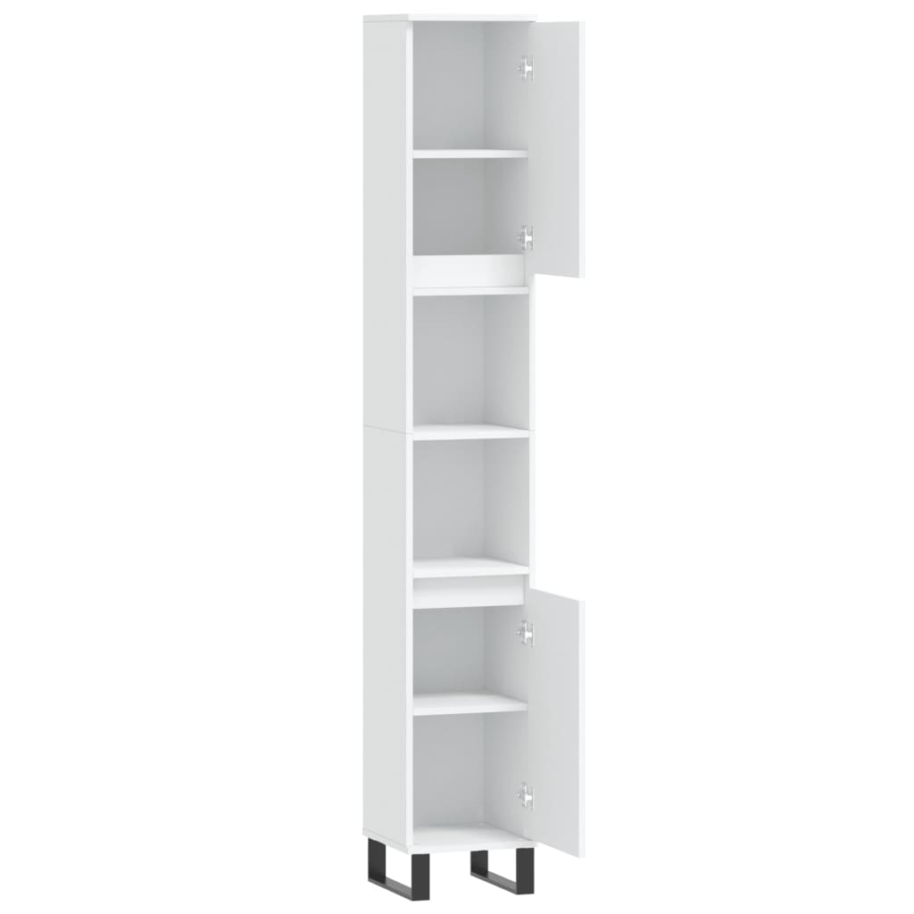 Bathroom Cabinet White 30x30x190 Cm Particleboard