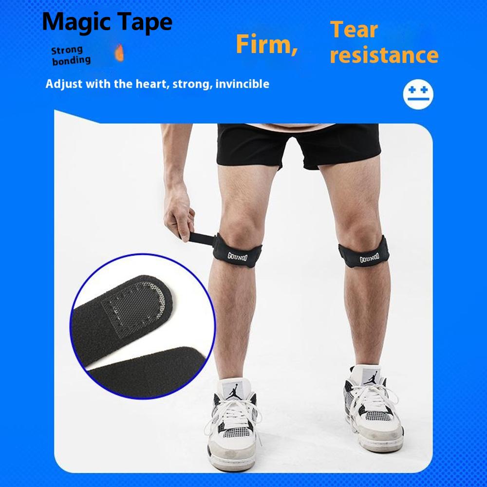 GOUNOD H15 1Pc Sports Compression Knee Strap Double Layer Cowhide Leather Patella Support for Running/Cycling