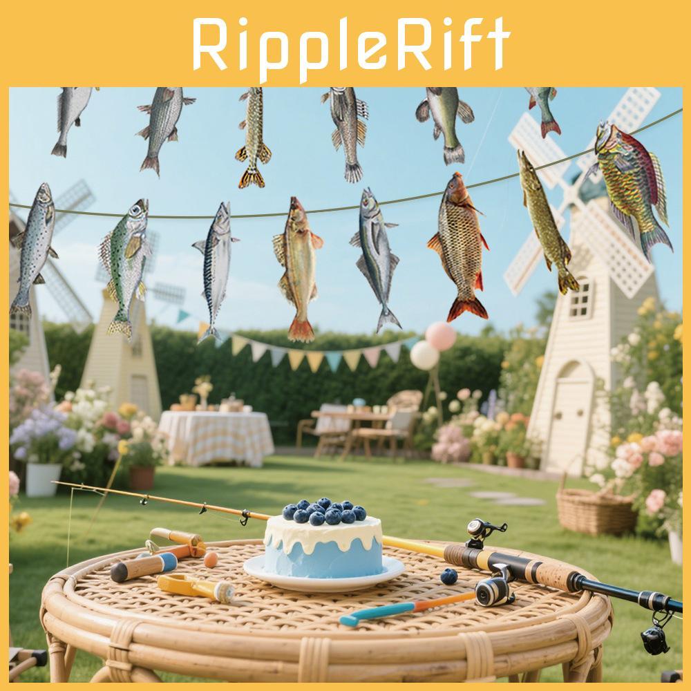 Fish Pattern Paper Pull Flags For Venue Decorations Celebration Supplies