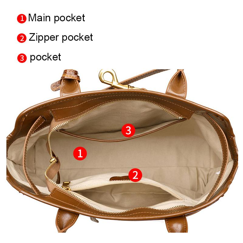 Elegant Brown Croco-Embossed Cowhide Tote Bag – Spacious & Stylish for Travel and Daily Use