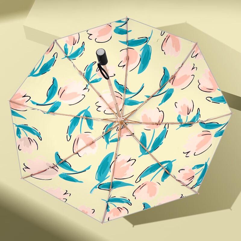 

MAYDU M3108 Tulip Yellow Floral Tri-Fold Umbrella