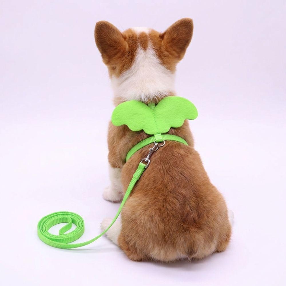 Cute Angel Wings Dog Cat Leashes Green 120CM Puppy Leash Collar Sturdy Lightweight Pet Harness For Pet Outdoor Walking