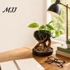 Indoor Plant Container 3D Printed Tree Root Planter, Bionic Wood Textured Flower Pot with Makeup Brush Organizer Drainage Hole, Succulent Desk