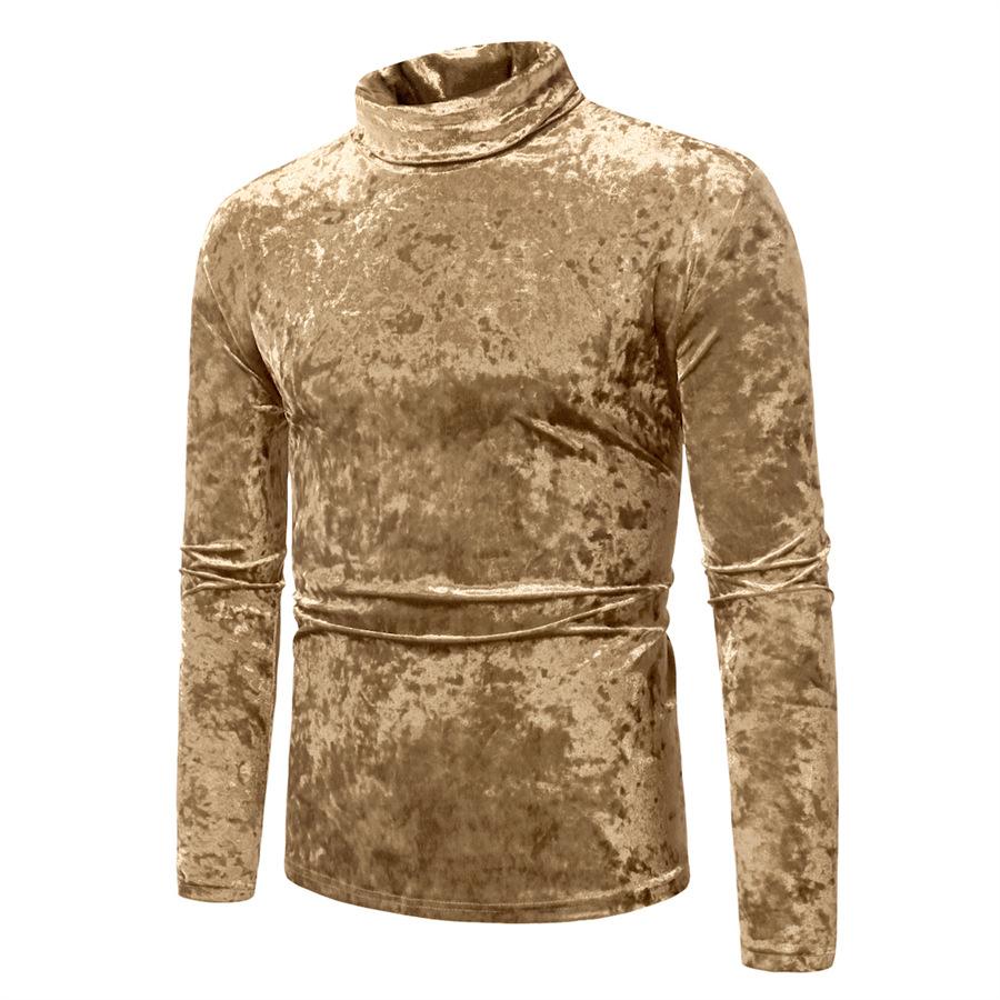 

Autumn and Winter New Turtleneck Bottoming Shirt Men s Long Sleeves S золотий