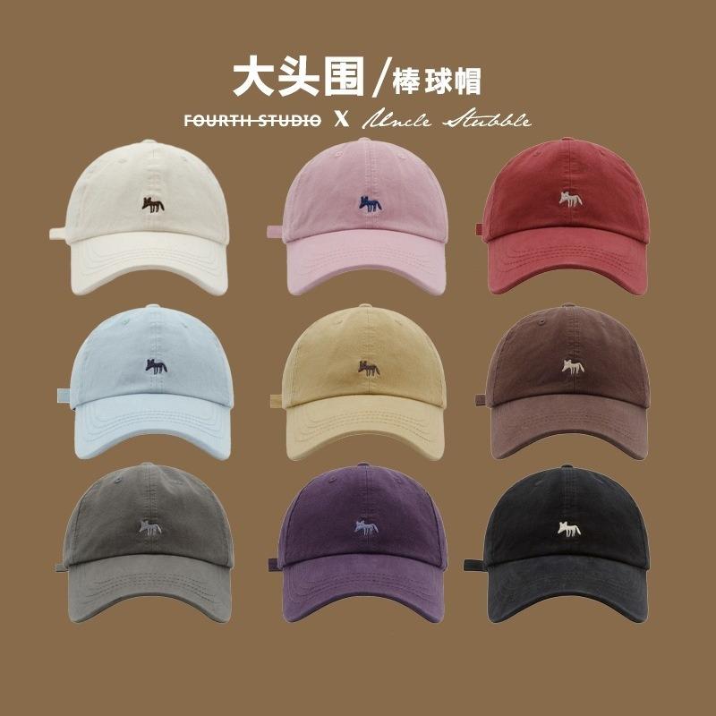 Little fox baseball cap female spring and autumn big head circumference showing face small peaked cap enlarged and deepened wide brim