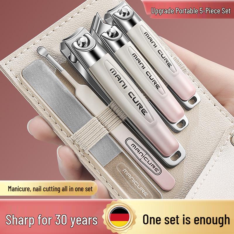 

5-Piece German Sharp Gradient Nail & Ear Care Set - High-End Slant-Edge Clippers & Pedicure Tools
