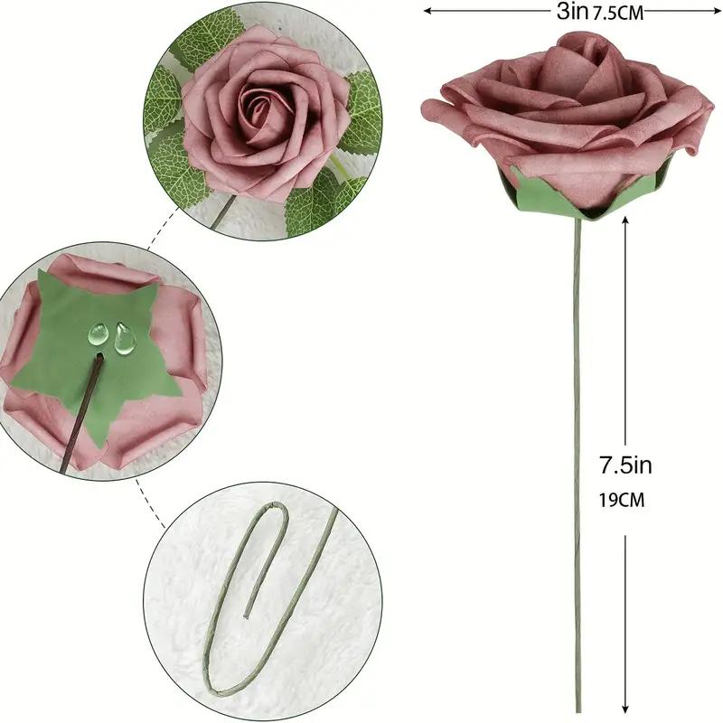 25pcs, Real Touch Cinnamon Rose Flower Arrangement for Home, Office, and Wedding Decor - Perfect Valentine's Day, Birthday, and Mother's Day Gift