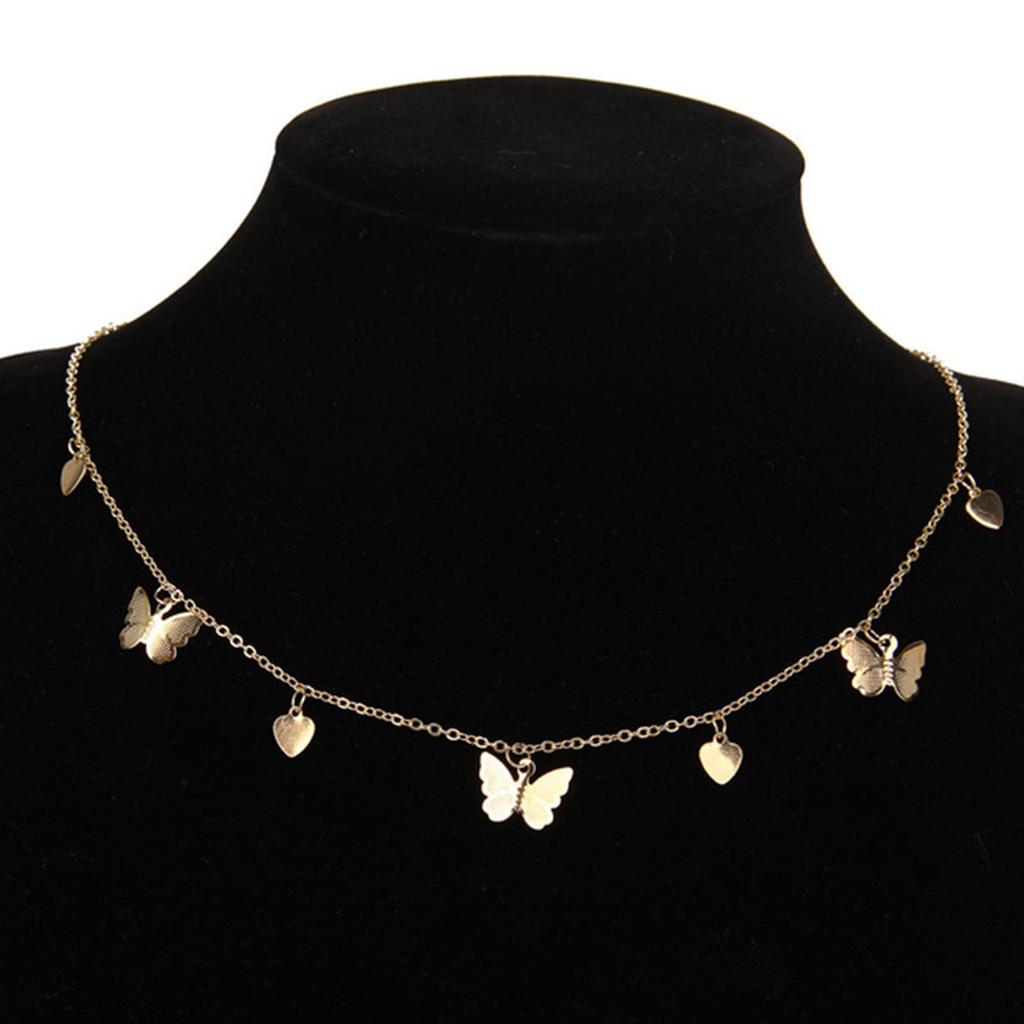 Exquisite Multilayer Pendant Butterfly Necklace, Women Ladies Dainty Choker Chain, Boho Jewelry
