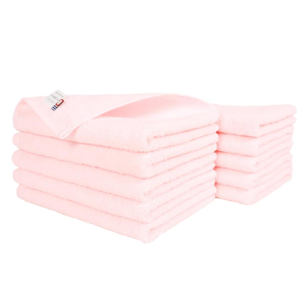 oruTa Imabari Face 200 Made in Perfect for Hand and Pink Towels, 10-Piece Set, Thin, Quick-Drying, Compact, Momme, Japan, Natural, Sports, Washing,