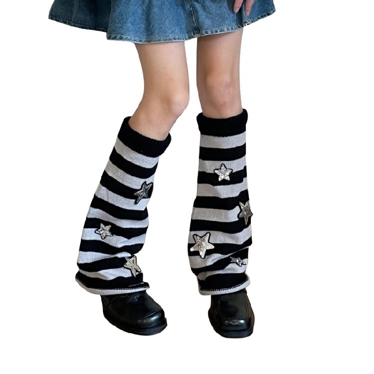 Star Striped Leg Warmers for Women-Lolita Boot Stockings 80s Party Legwarmers