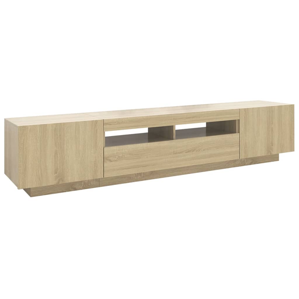 Vidaxl Szafka Tv Z Oświetleniem Led, Dąb Sonoma, 200X35X40 Cm