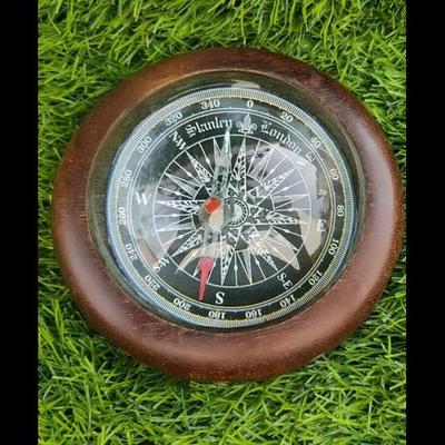 Balajm Half Moon Optical Compass Wooden Solid Lens Nautical Compass Compass (Brown)