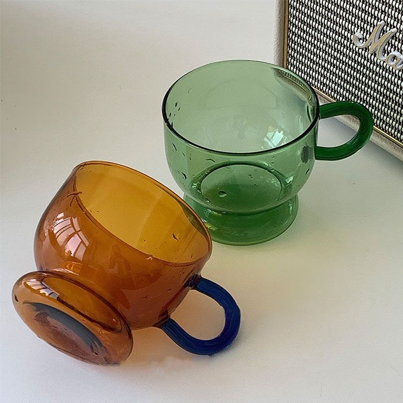 2PC Nordic glass coffee cup milk tea beer heat resistant cocktail wine mug Drinkware tumbler cups household Big mugs
