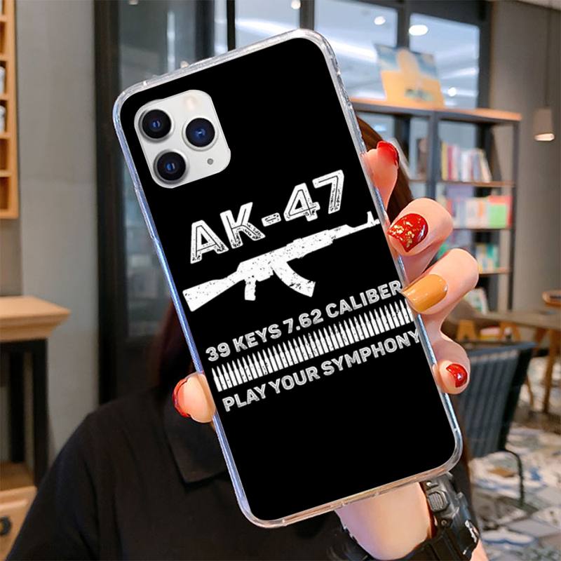AK47 Handgun Gun BUllets Phone Case for iPhone 11 12 13 Mini Pro Max 8 7 6 6S Plus X 5 SE 2020 XR XS Case Shell