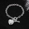 Hand Bracelet Silver Alloy Hand Bangle Heart-Shaped Pendant Chain Crystal Jewelry Decoration