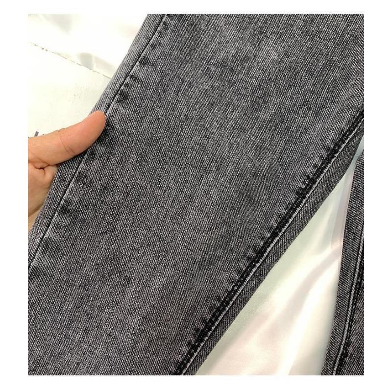 Spliced Leopard Print Stretch High Waist Tight Look Slim Hairy Edge Pencil Foot Pants Winter