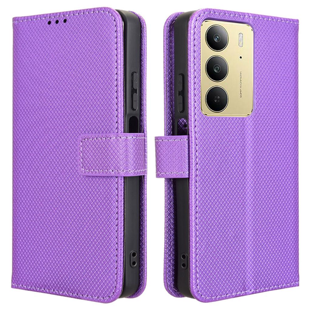 For Realme 14x 5G/C75 4G/V60 Pro 5G Case PU Leather Diamond Texture Wallet Phone Cover
