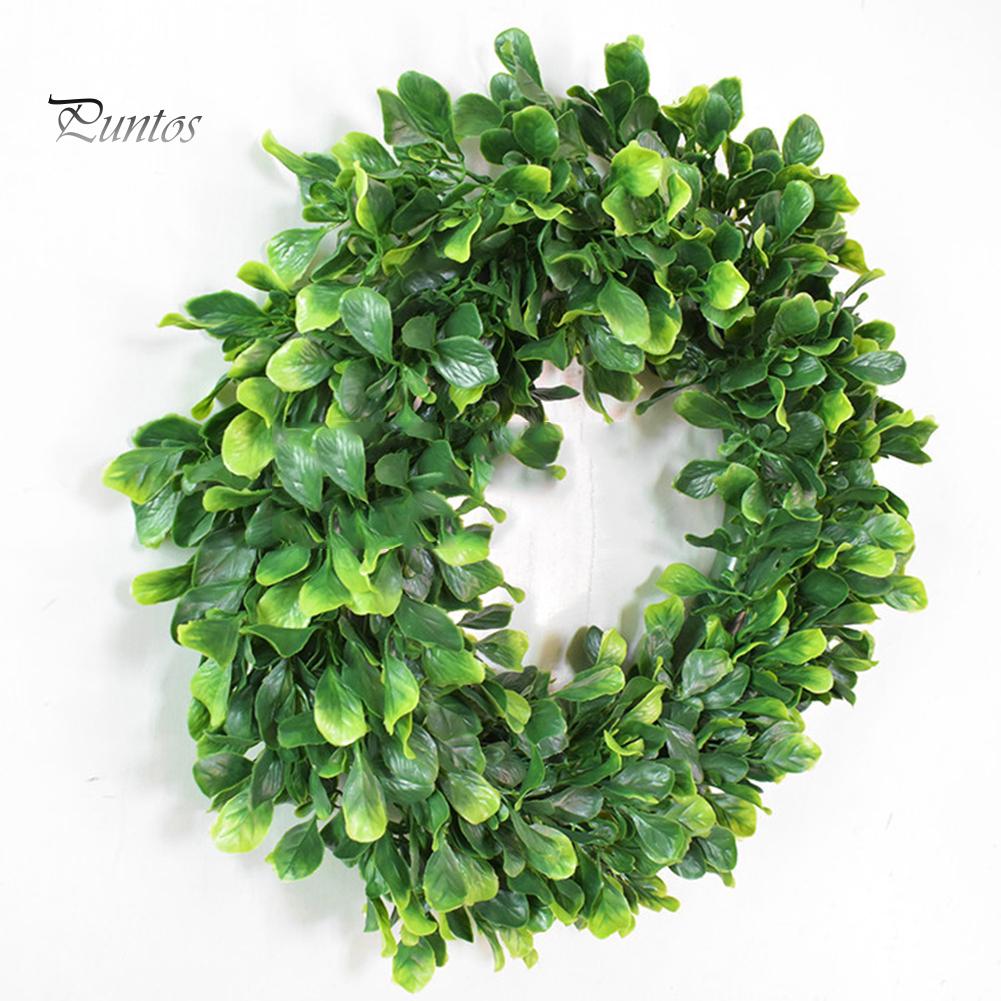 42cm Artificial Green Leaves Wreath Garland Showcase Front Door Wall Decoration