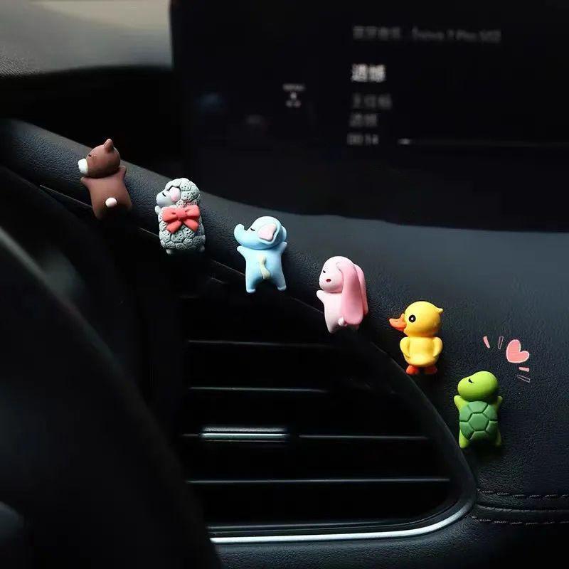 6ks/sada Roztomilá ležící mini želva Dekorace interiéru auta Legrační středová konzola na zadní zrcátko Ozdoby na autodoplňky