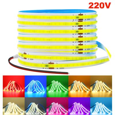 220V COB LED Strip Light No Need Driver 240LEDs/m 5m 10m 15m 20m Linear Light Tape Red/Blue/Green/Pink/White For Home Lighting