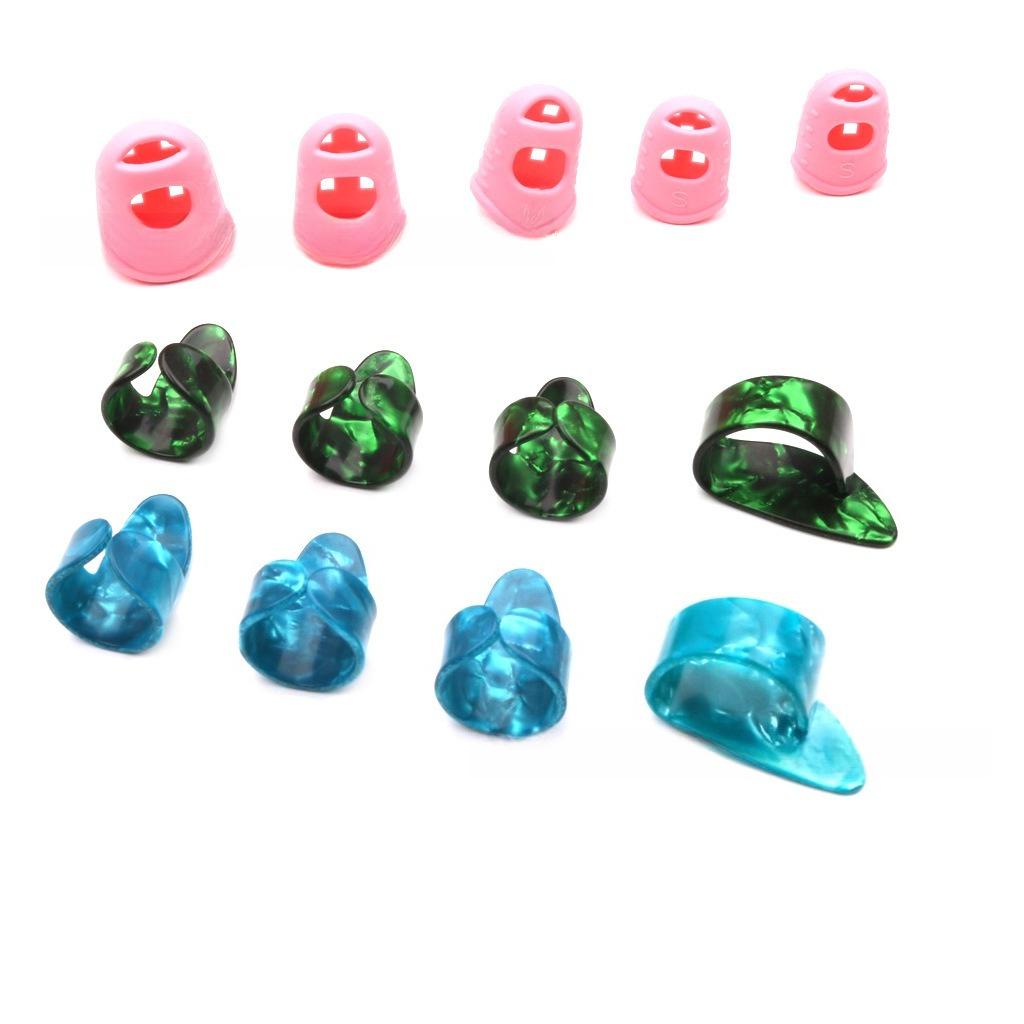 Guitar Pick Sets, Silicone Finger Sleeves, Pain-Relief Guitar Finger Sleeves, Celluloid Thumb Picks, Metal Finger Sleeves and Picks