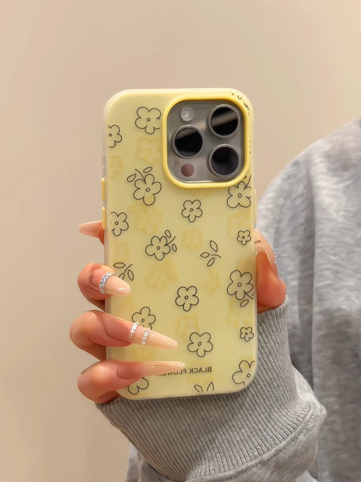 

Black line flowers are suitable for Phone17promax Apple will not hit the case mobile phone case new model apple 17promax
