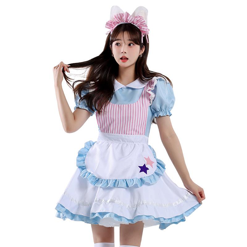 Japanese cute blue sexy cat maid dress cafe maid dress work dress