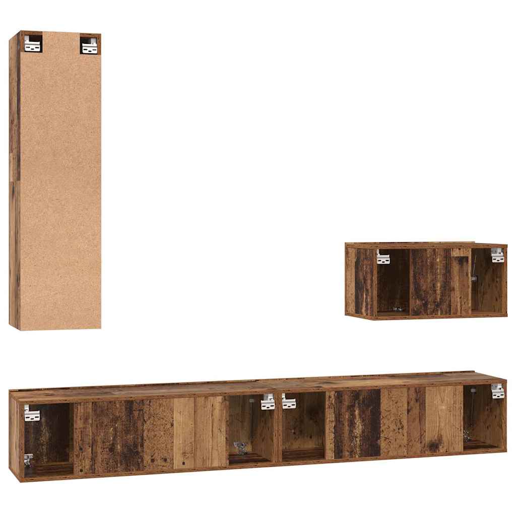 Wandmontiertes TV-Schrank 4 Stück Spanplatte aus recyceltem Holz