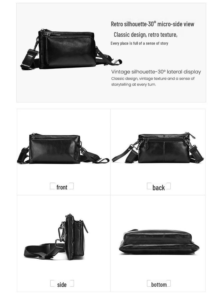 Men's Genuine Leather Vintage Shoulder Chest Bag - Casual High-End Messenger Bag