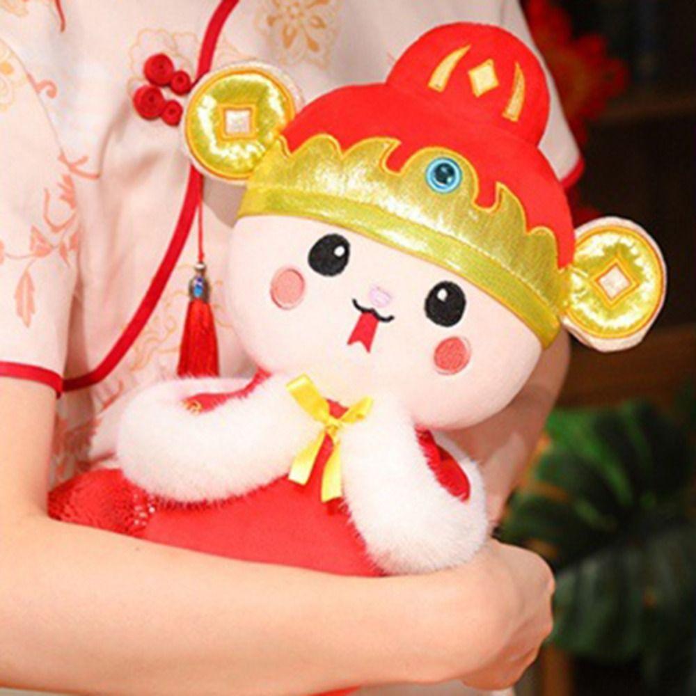 Good Luck Wealth Snake Year Mascot Toy Big Eyes Lucky Snake Doll Snake Year Plush Toy  Home Decor