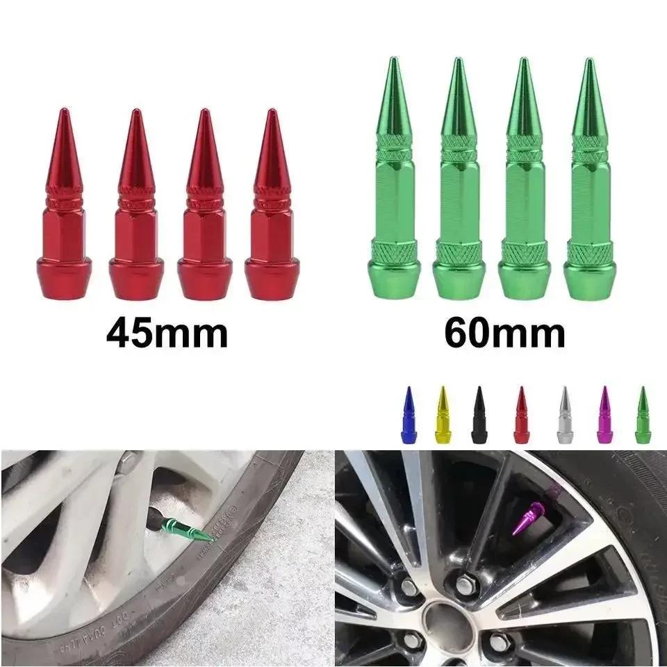 4Pcs Bullet Valve Caps Car Motorcycle Wheel Tire Valve Caps Dustproof Cover 45/60mm Spiked Valve Caps Auto Exterior Amagi