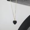 modernlike 14k gold-filled silver black quartz onyx heart necklace