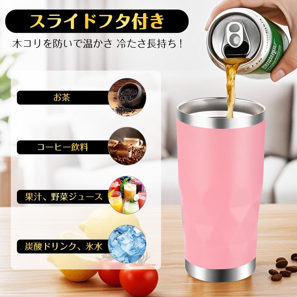 Spill-proof Vacuum Insulated Tumbler, 600ml, Stainless Steel, with Perforated Lid, Keeps Coffee Hot or Cold, Perfect for Cars, Outdoors, Students,