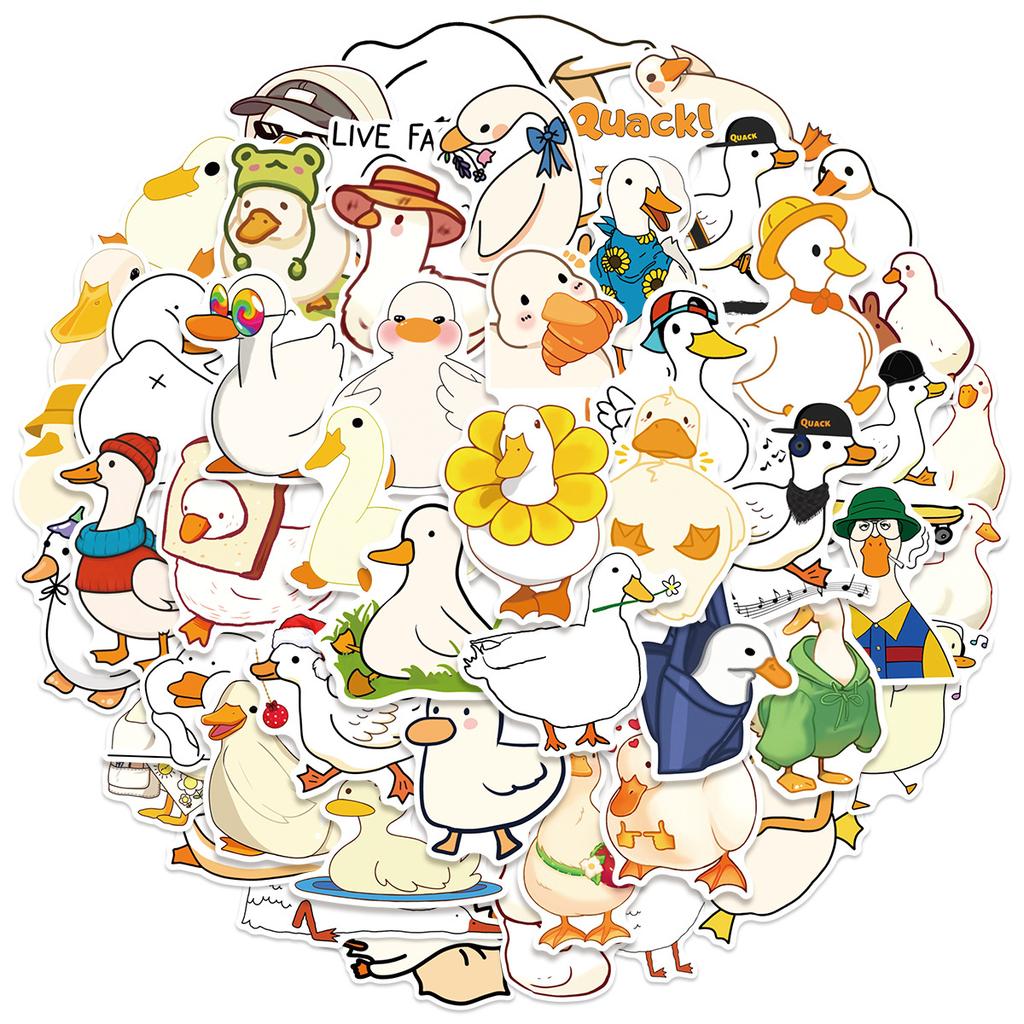 50/100PCS Cartoon Cute Duck Stickers Creative Sketches DIY Phone Cases Desktop Storage Box Stationery Decoration