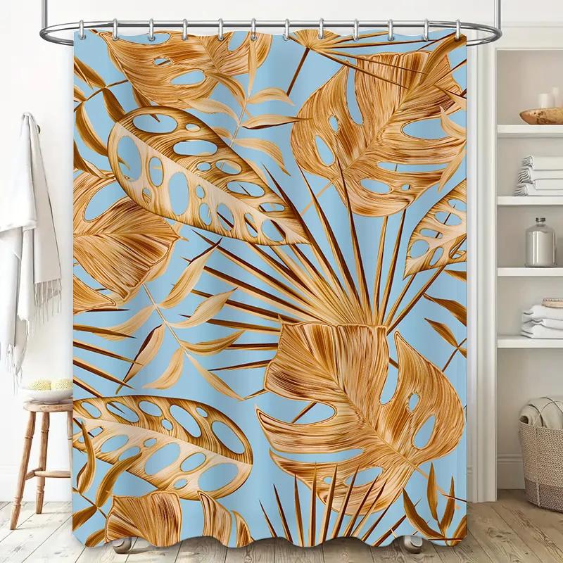 Moderne Palmenblatt Duschvorhang Wasserdicht Polyester Badezimmer Dekor Anpassbare Größe 180x274cm Kaufen Mode Palmenblatt Duschvorhang