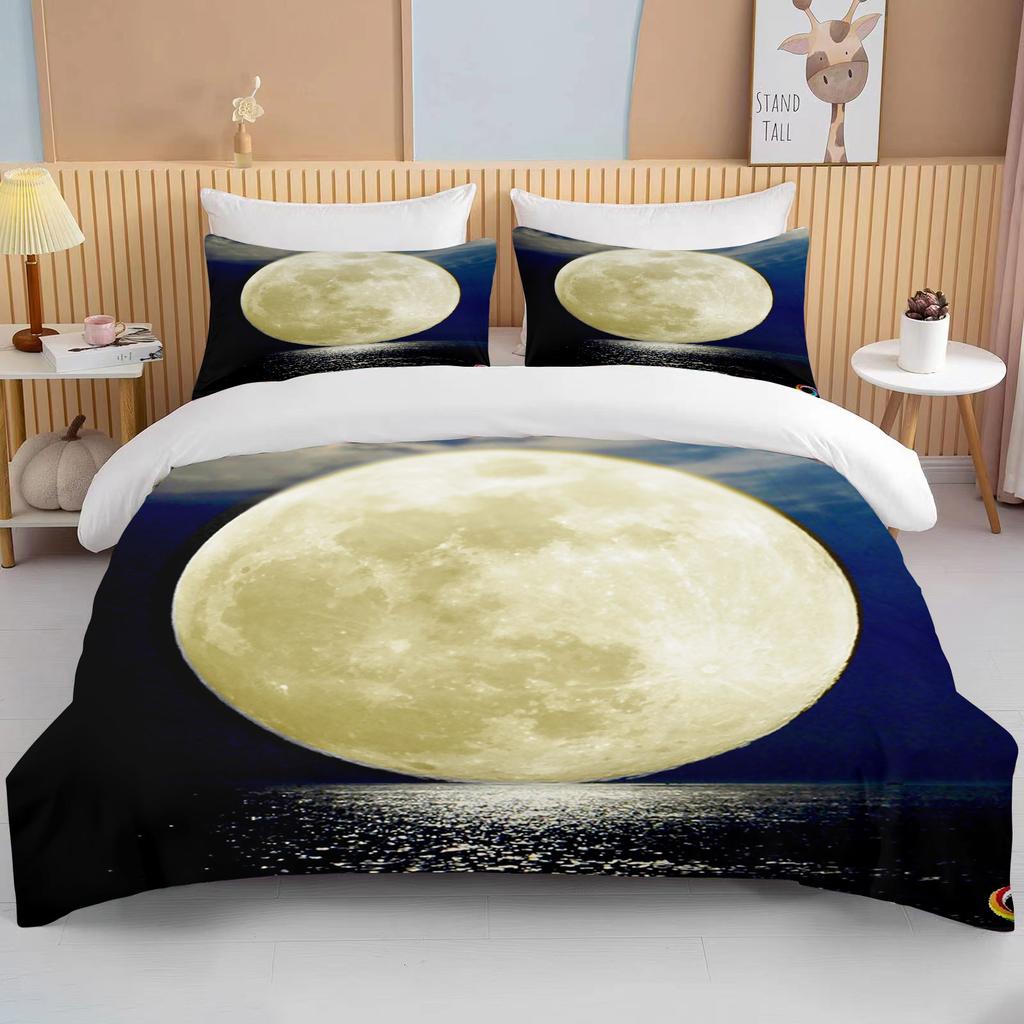 Moon Bedding Set Night View Duvet Cover Set With Pillowcase Bedding King Queen Full Double Single Size Luxury Bedxclothes Decor