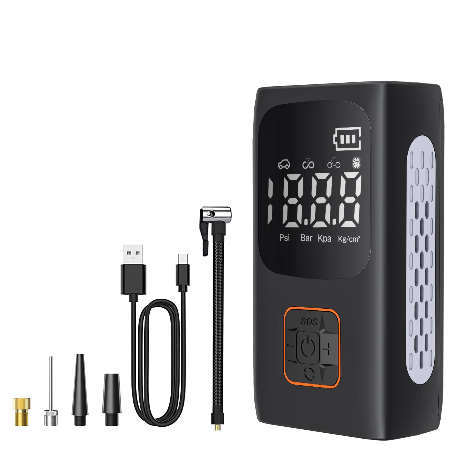 

Электрический велосипед Максимальное давление 150 Быстрый USB Авто SOS Регулируемый ЖК-дисплей Сумка для хранения Совместим с и Совместим с Presta и Schrader PSE красный