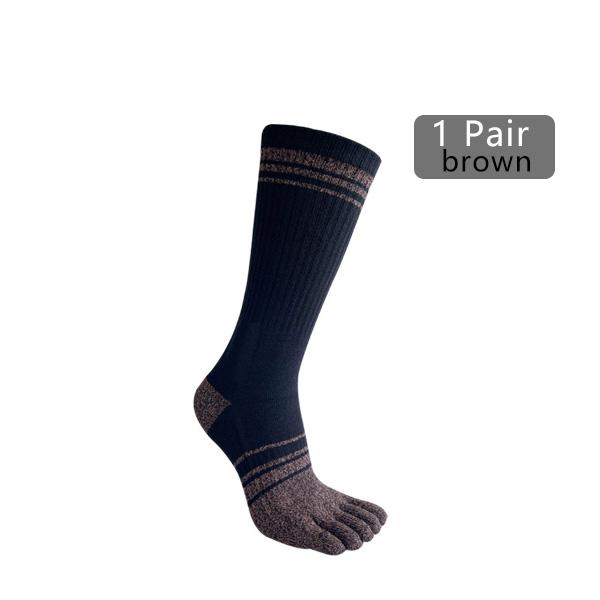 1/4 Pairs Long 5 Finger Socks Man Cotton Striped Colorful Compression Sweat-Absorbing Breathable Fitness Hiking Outdoor Toe Sock