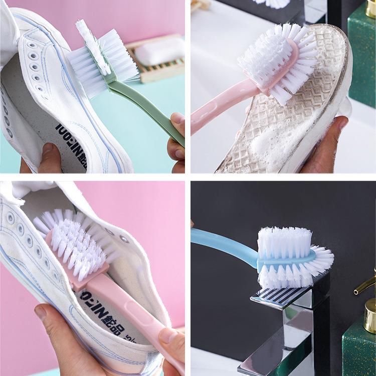 Five-Sided Long Handle Shoe Cleaning Brush with Stiff Bristles