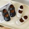 2026 Spring Girls' Korean Style Leather Princess Flat Shoes - Soft, Non-Slip, Shallow-Cut Design