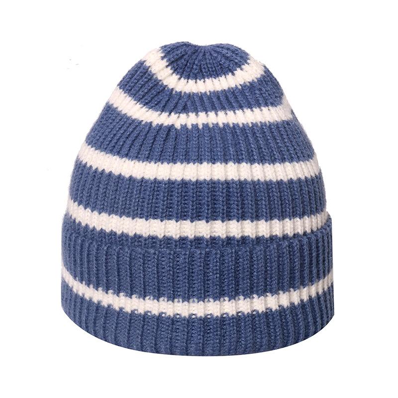Autumn and Winter Parent-child New Wool Hat Men's and Women's Simple College Style Striped Knitted Hat Couple
