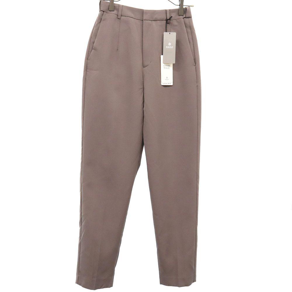 unused nano universe Center press Tapered pants 38 gray Adjust Magic Women Used