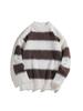 2025 Men's Japanese Casual Striped Knit Pullover - Autumn/Winter Loose Fit, Long Sleeve, Round Neck.