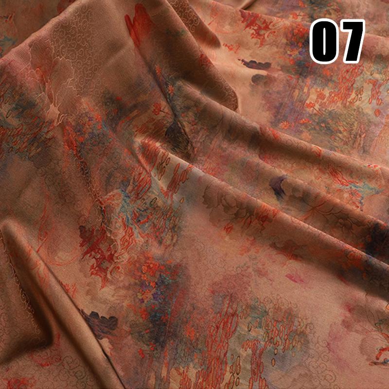50x150cm High-end Silk-like Fabric Skin-friendly Soft Chinese Style Printed Cheongsam Summer Clothing Hanfu Dress Sewing Fabric