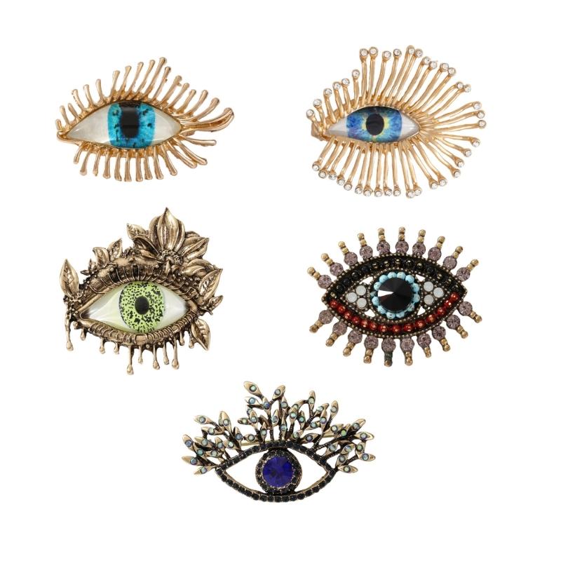 Lightweight Zinc Alloy Statement Pin Intricate Evil Eyes Charm And Crystal Embellishments Eleant Brooch Accessory
