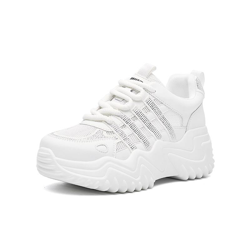 Summer Fashion Thick-soled Height-enhancing Versatile Women's Casual Sports White Shoes