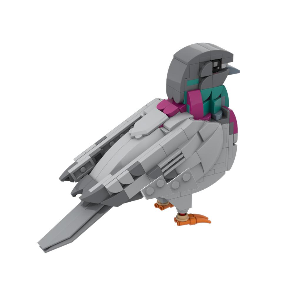 Gobricks MOC-208738 Feral Pigeon Bricks Model Forest Animals Birds Building Blocks DIY Assembly Toys Gift