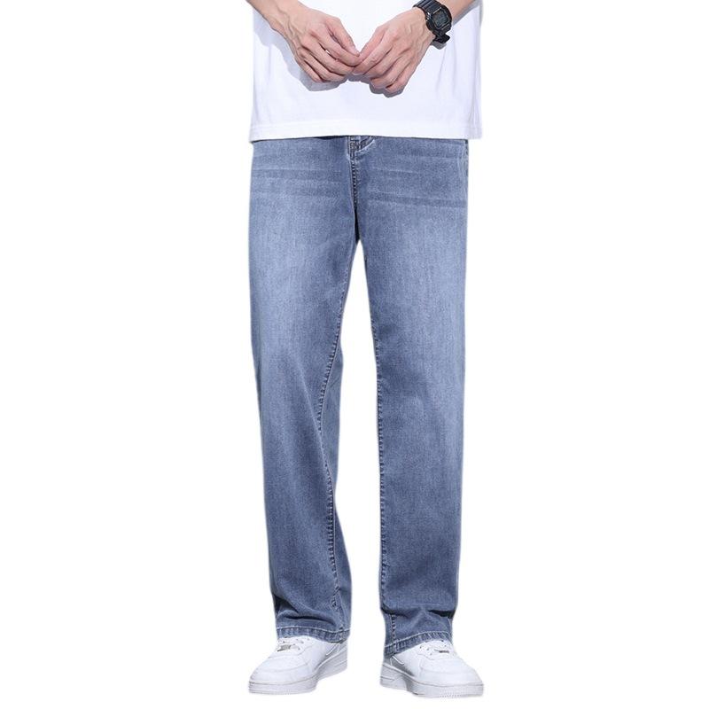 Summer New Light-colored Cool-feeling Men's Jeans Loose Straight Casual Young Men's Light Business Long Pants