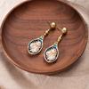 Exquisite Irregular Oil Painting Style Stud Earrings Long Pearl Inlaid Light Luxury High-End Temperament Earrings